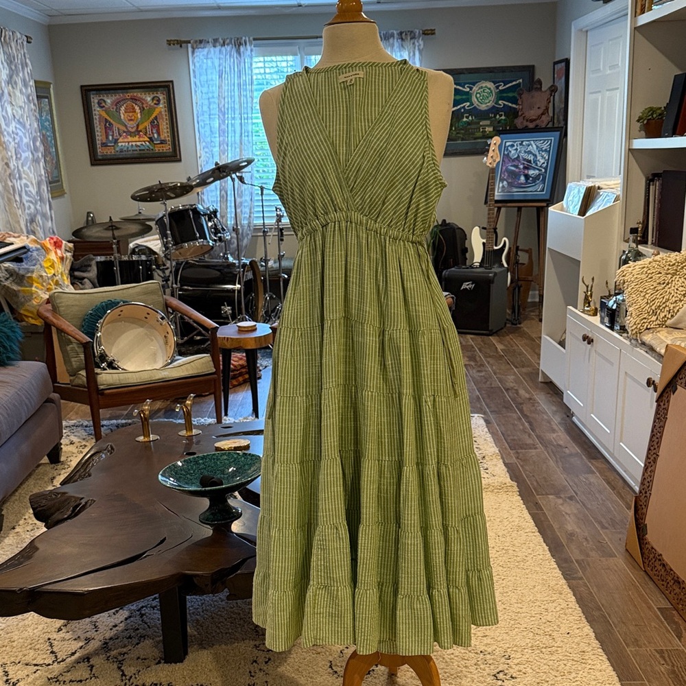 Max Studio Green Stripe Midi Dress XS